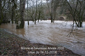 Les voeux 2020 de notre co-Président André Mazenq avec cette photo de la dernière crue prise en  mi-décembre dernier...