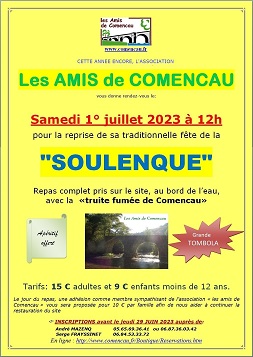 ANNONCE - FETE de la SOULENQUE 2023 - Cliquez ici pour voir l'affiche en grand format.