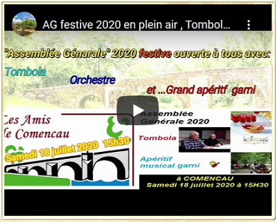 Une petite vidéo de présentation de cette formule inédite et surtout...FESTIVE de notre AG 2020 avec un lien sous la vidéo pour nous signaler votre participation à cet évènement... N'oubliez pas de cliquer et de nous envoyer le formulaire.